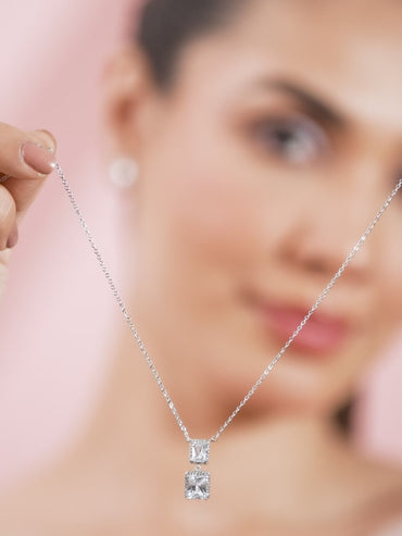Rhodium plated Octo Pendant Set