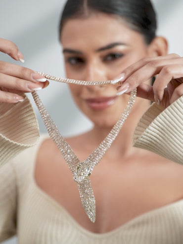 Golden Serpent Zircon Statement Necklace