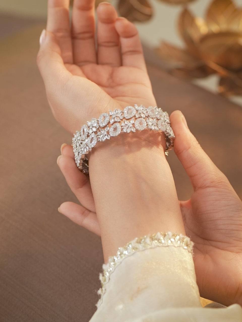 American Diamond Zirconia Studded Sleek Band