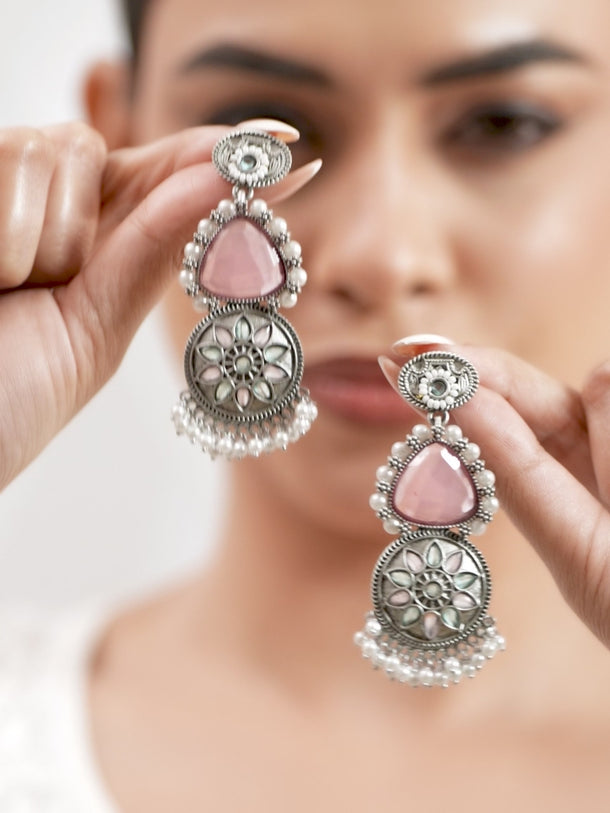Captivating Light Pink Mint Green Dangler Earring