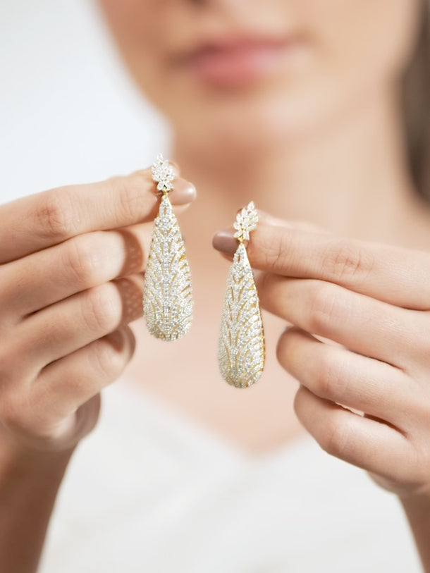 Floral Luxe American Diamond Zirconia Statement Earrings