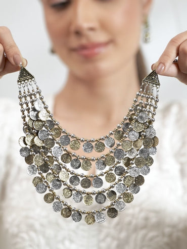 Charming Coins Oxidised Statement Set