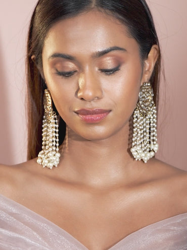 Golden Era Kundan Pearls Chandelier Earrings