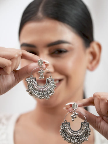 Glorified Chandbali Oxidised Jhumka