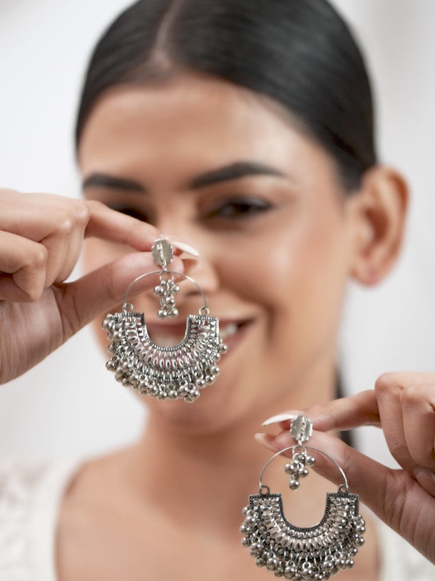Glorified Chandbali Oxidised Jhumka