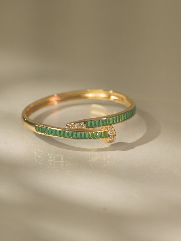 Green Baguette Adjustable Cuff
