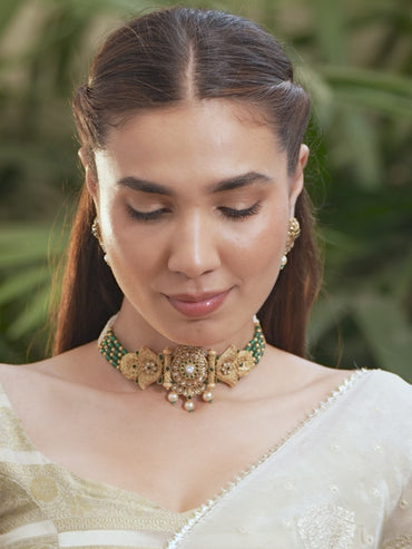 Gleaming Green Kundan Choker Set