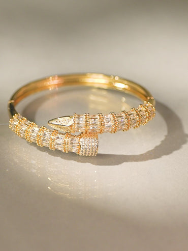 Rubans 22K Gold-Plated Luxurious Snake-Inspired Cubic Zirconia Bracelet