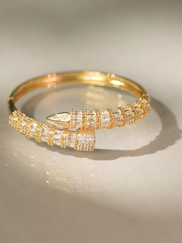Rubans 22K Gold-Plated Luxurious Snake-Inspired Cubic Zirconia Bracelet