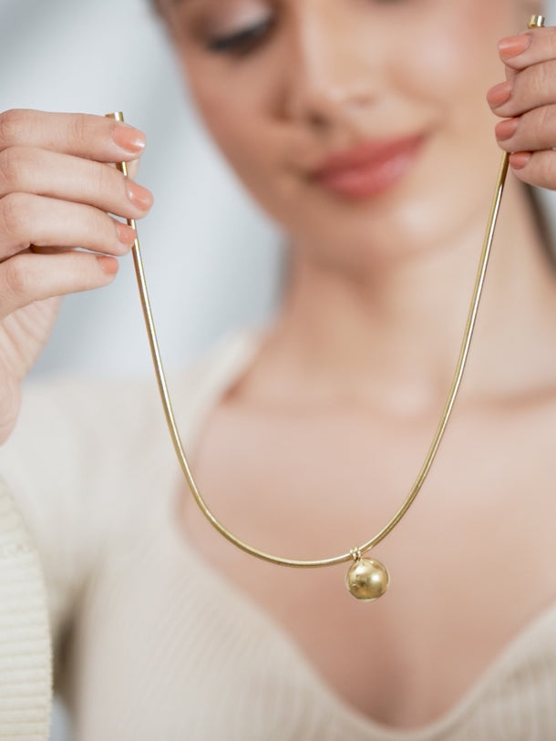 Polished Sphere Radiant Stainless Steel Necklace