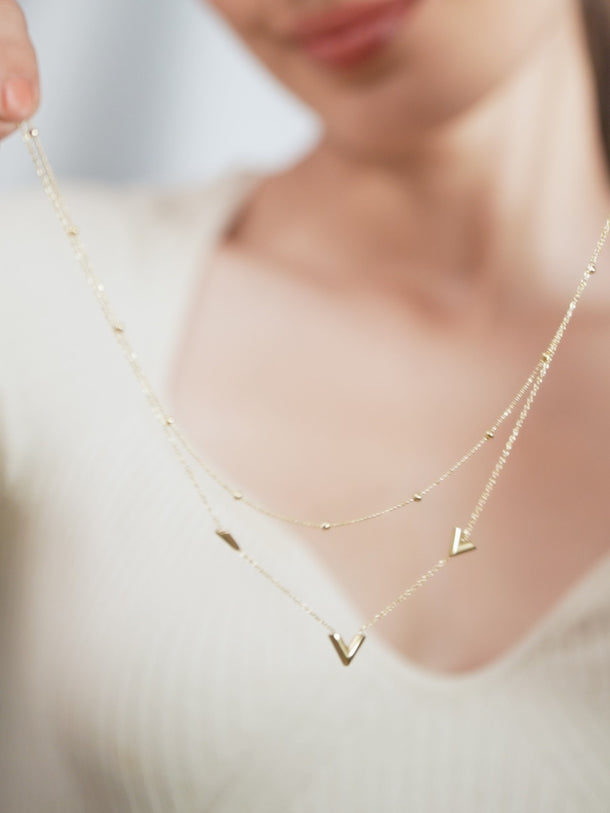 V-Shaped Layered Gold Necklace