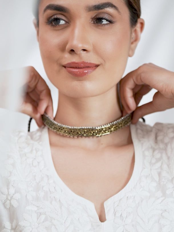 Rubans Silver Plated Handcrafted Dual Toned Filigree Choker