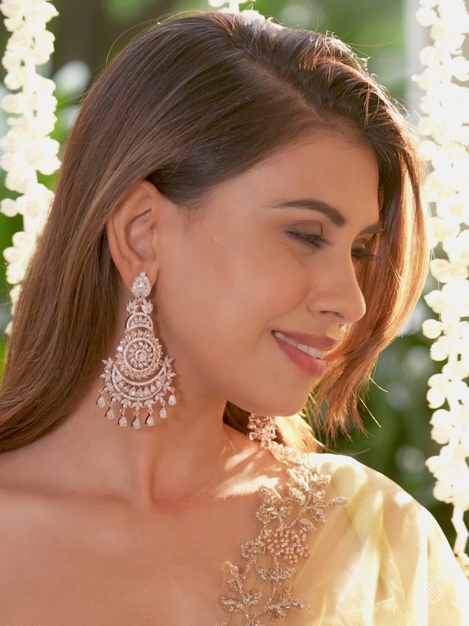 Timeless American Diamond Zirconia White Chandelier Earrings