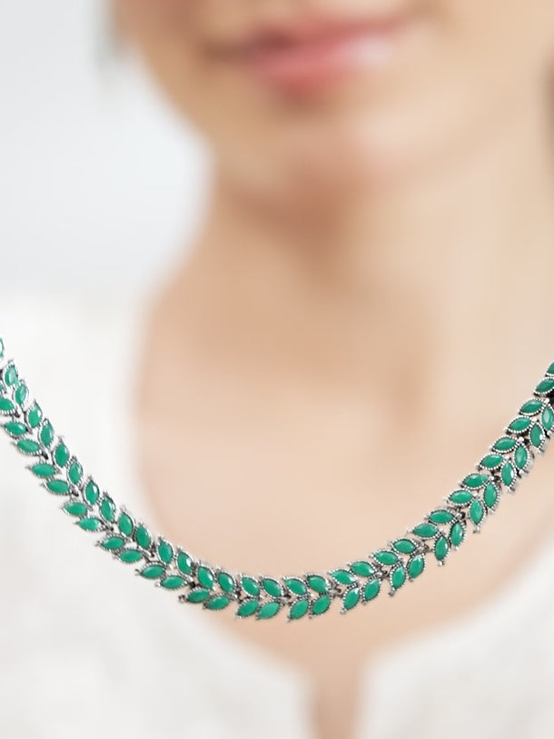 Emerald Green Studded Necklace Set