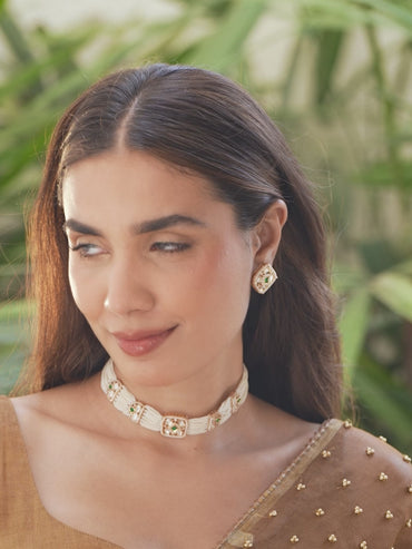 Ethnic Green Stone Choker Set