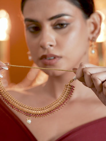 Pink Studded Necklace Set