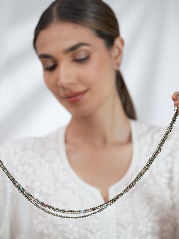 Rubans Voguish Antique Polish Multi coloured layered necklace.