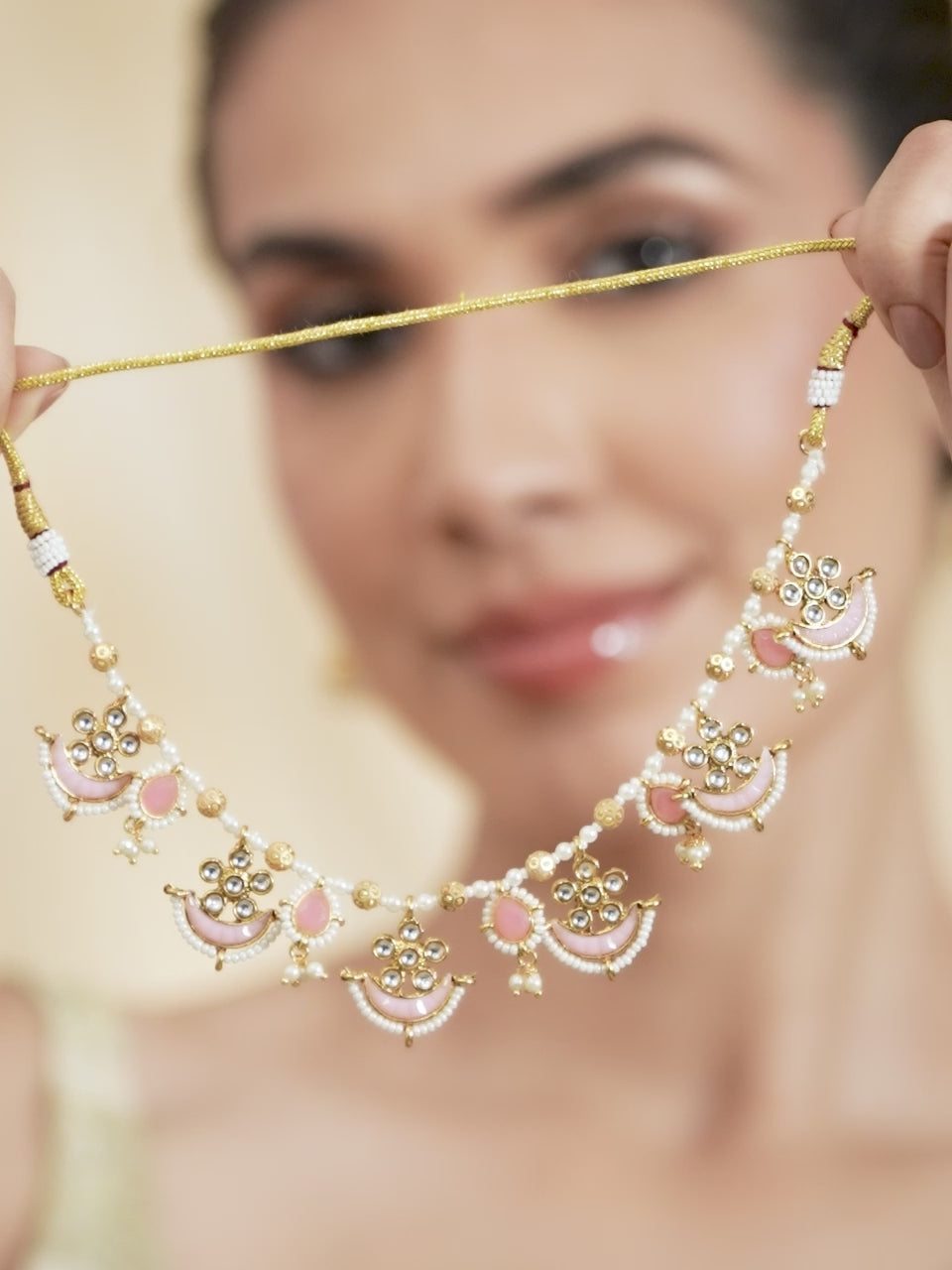Soft Blush Kundan Necklace Set