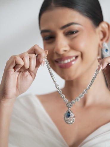 Divine Blue Long Necklace Set