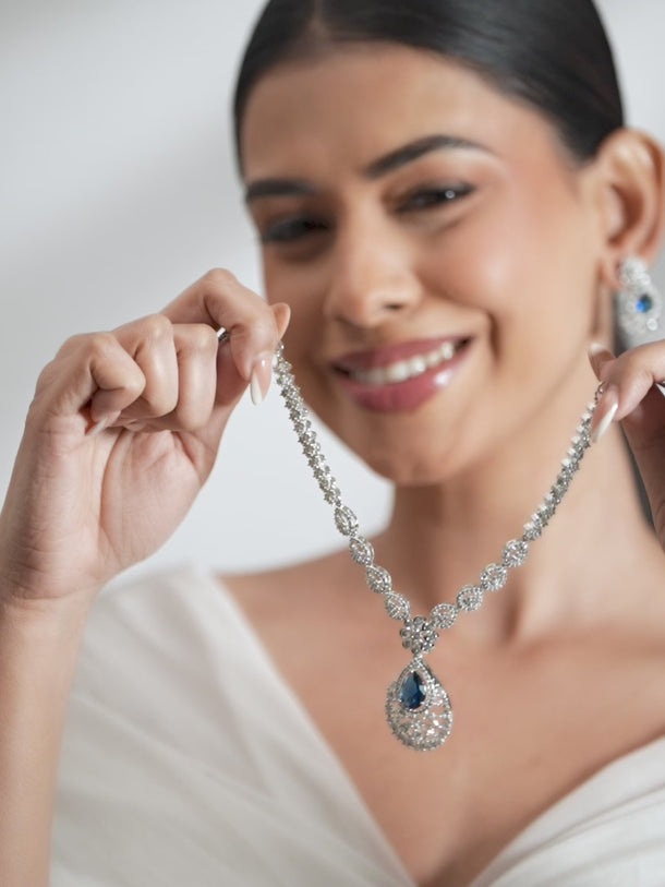 Divine Blue Long Necklace Set