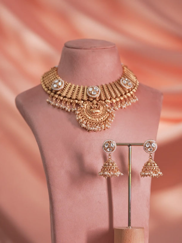 Devotional Glam Lakshmi Temple Necklace Set