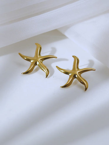 Demifine 18K Gold Plated Stainless steel Starfish Glow Statement Earrings