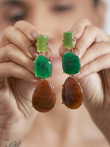 Multi Colour Stone dangler earrings