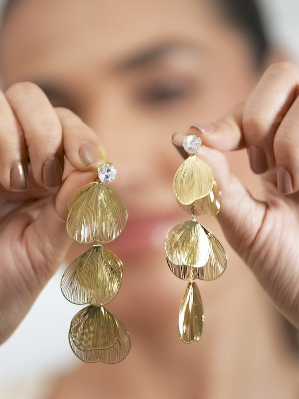 Mesh Petal Strand Statement Earrings