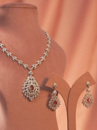 American Diamond Zirconia Drop Necklace Set