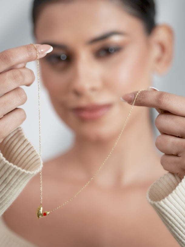 American Diamond Zirconia Cherished Heart Pendant Chain