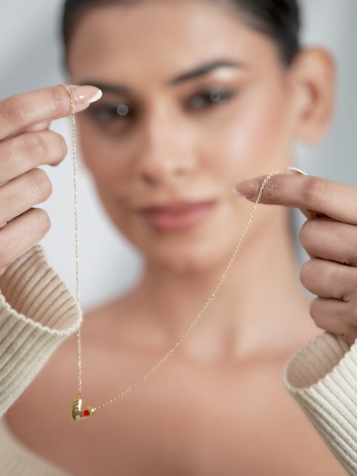 American Diamond Zirconia Cherished Heart Pendant Chain