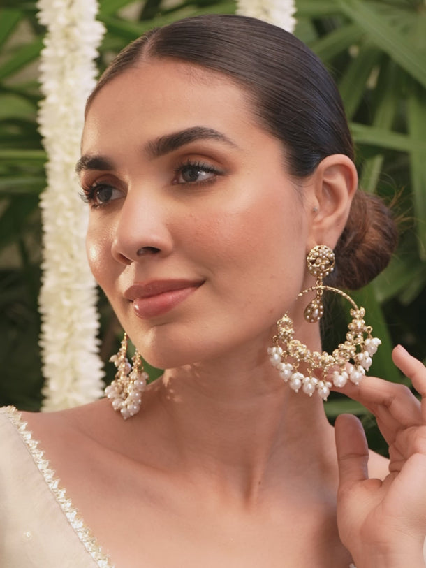 Royal Ivory Pearls Chandbali