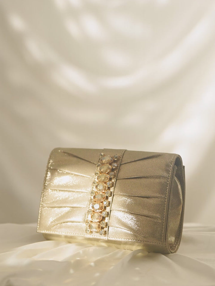 Rubans Silver Coloured Clutch Bag With Studded Stone Design