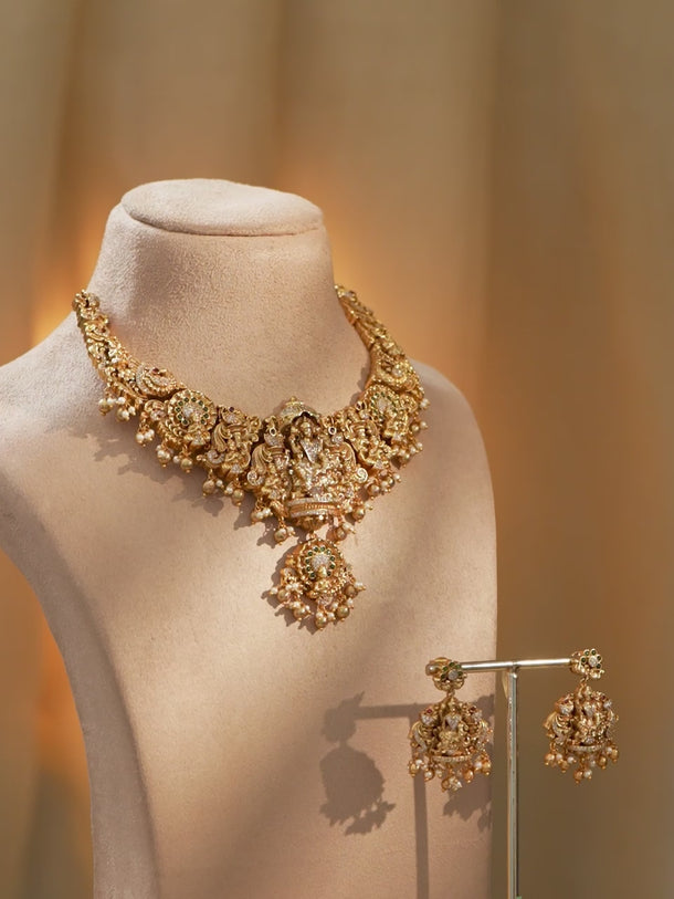 Royal Lakshmi Motif Necklace Set