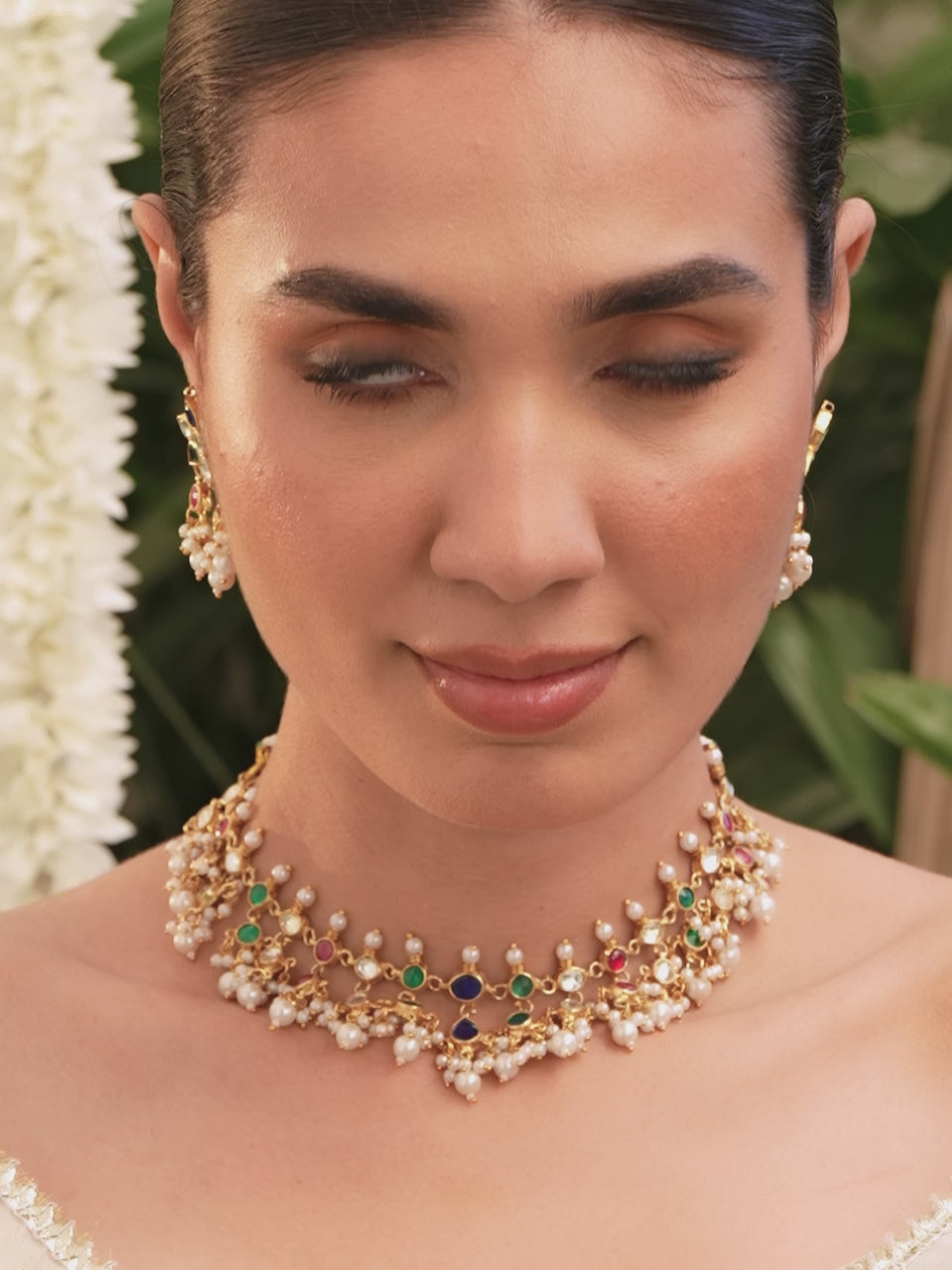 Floral Canvas Multicolour Necklace Set