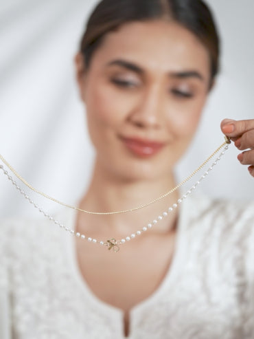 Rubans Gold Plated Handcrafted  Pearls Necklace