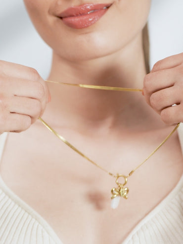 Bow Charm Modern Statement Necklace Chain