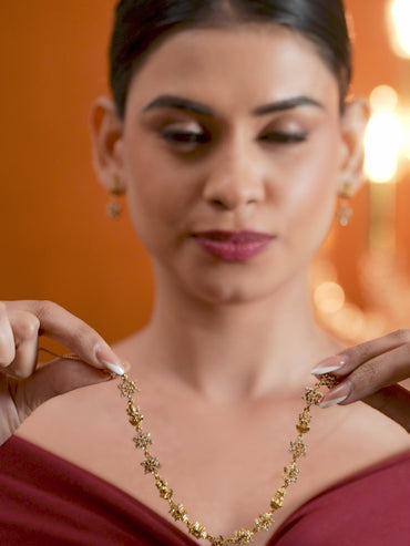 Cubic Zircon Temple Necklace Set