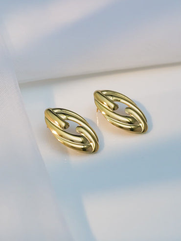Demifine 18K Gold Plated Stainless steel Endless Glow Stud Earrings