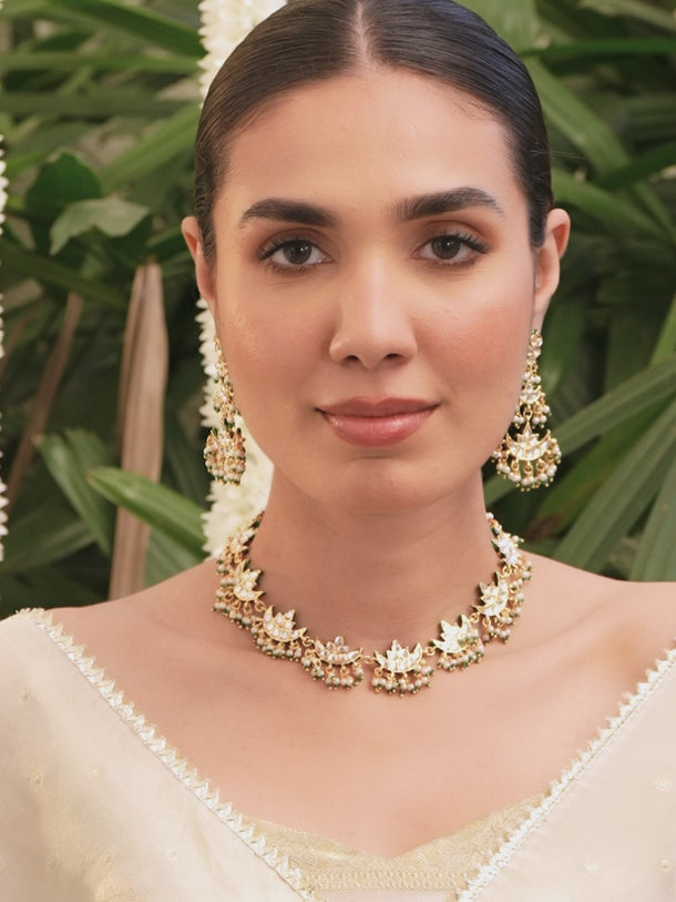 White Green Couture Necklace Set