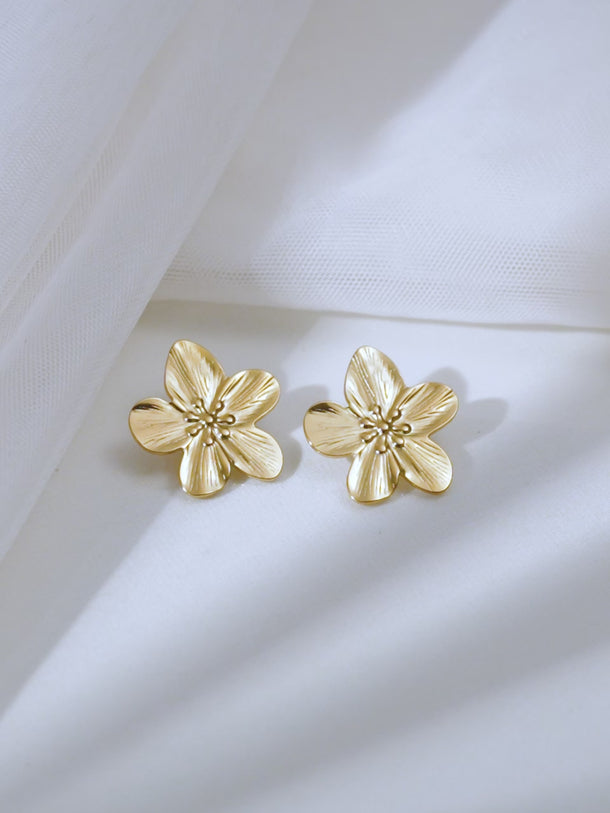 Demifine 18K Gold Plated Stainless steel Fresh Bloom Statement Stud Earrings