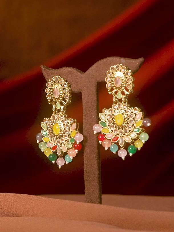 Rubans Gold-Plated Yellow Crescent Shaped Drop Earrings