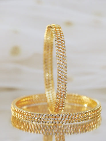 Rubans Set of 6, 22K Gold-Plated Cubic Zirconia Studded Handcrafted Premium Bangles