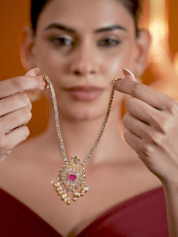 American Diamond Zirconia Studded Necklace Set