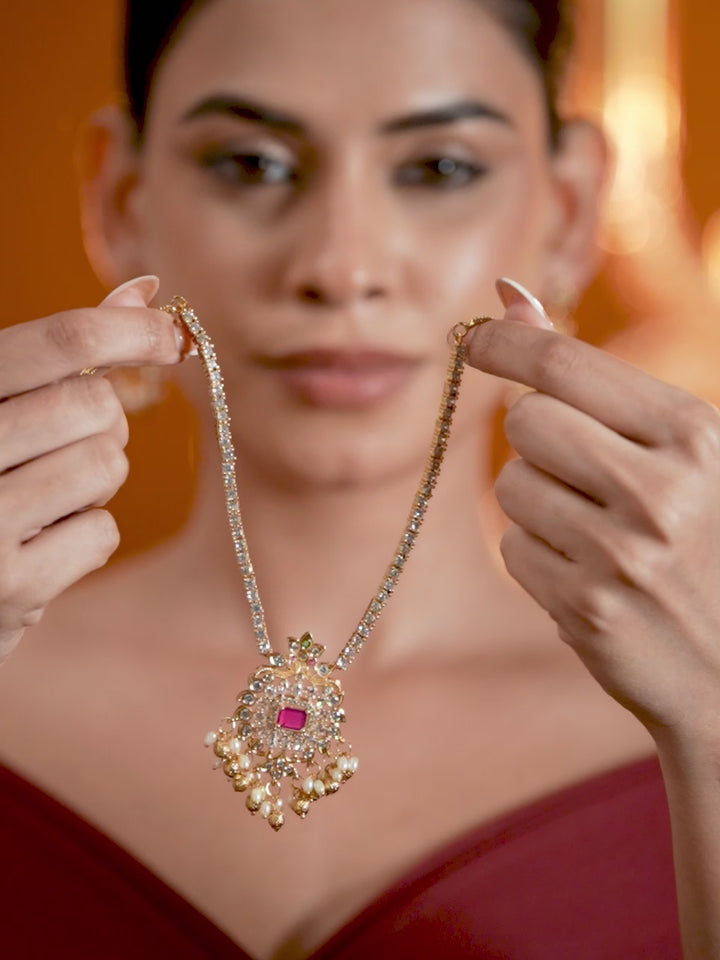 American Diamond Zirconia Studded Necklace Set