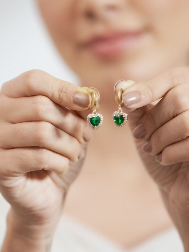 Contemporary Emerald Zirconia Hoop Drops