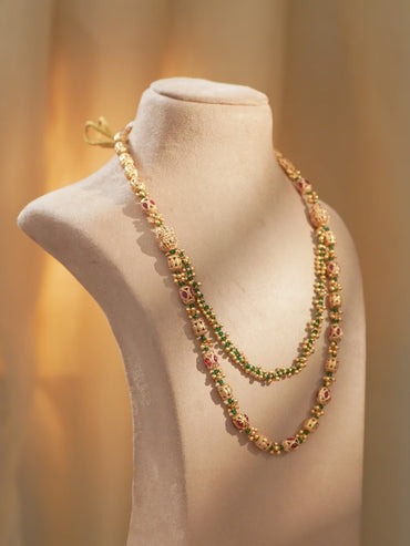 Ethnic Harmony Golden Necklace Set