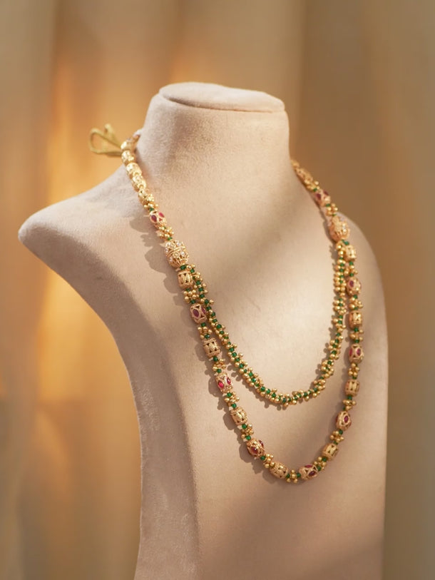 Ethnic Harmony Golden Necklace Set