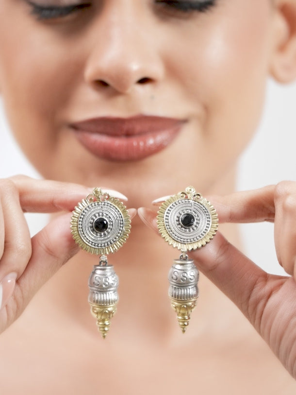 Shankh Motif Oxidised Earrings