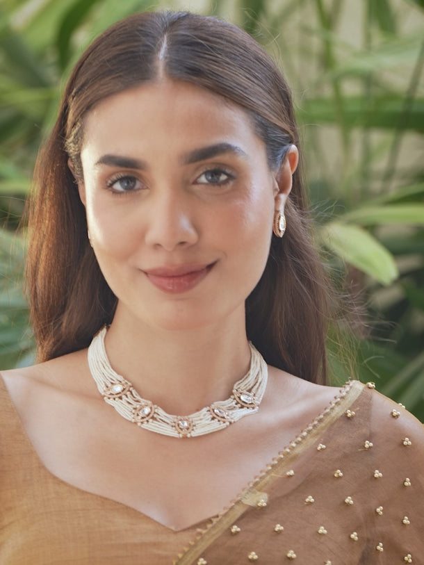 Poem in Pearl Kundan Necklace Set
